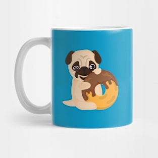 Cute Kawaii Pug Dog with a Donut Mug